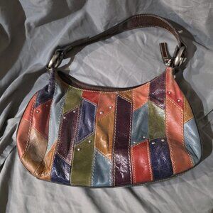 Vintage Fossil leather patchwork shoulder bag